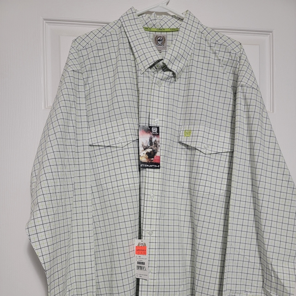 XXL Green/Blue Cinch Long Sleeve Western Shirt